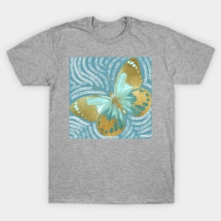 Gold and Teal Butterfly T-Shirt